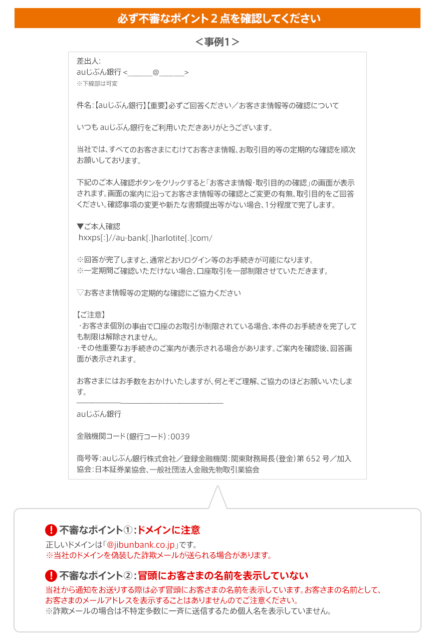 必ず不審なポイント2点を確認してください