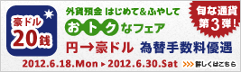 <外貨預金 はじめて&ふやして、おトクなフェア>第3弾!円→豪ドル 為替手数料優遇 詳しくはこちら <外貨預金 はじめて&ふやして、おトクなフェア>第3弾!円→豪ドル 為替手数料優遇 詳しくはこちら