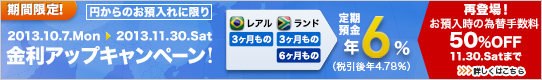 外貨定期預金 金利アップキャンペーン! 外貨定期預金 金利アップキャンペーン!